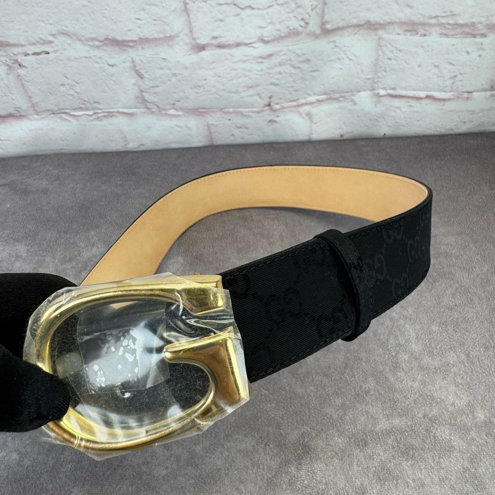 NEW Gucci Black GG Monogram Lurex Canvas Belt - Picture 3 of 13
